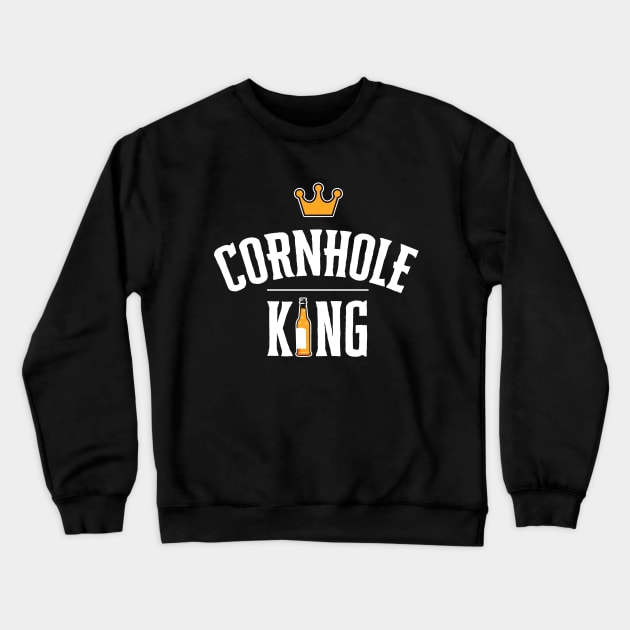 Cornhole King Shirt Funny Bean Bag Sack Toss Tournament Winner Crewneck Sweatshirt by Happy Lime